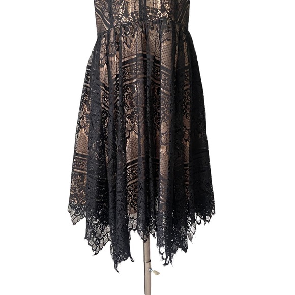 Lulu’s Ryse the Label Katie Black and Nude Lace Short Sleeve Skater Dress - Picture 8 of 15